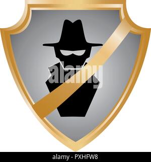 Protection avec cyber spy design illustration vecteur silhouette Illustration de Vecteur