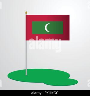 Maldives Flag Pole Illustration de Vecteur