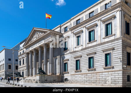 Le Congrès des députés (Congreso de los Diputados) la chambre basse des Cortes Generales (Parlement espagnol), Plaza de las Cortes, Madrid, Espagne Banque D'Images