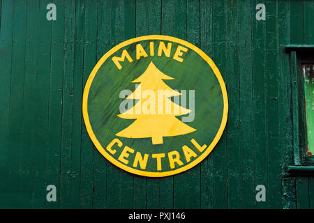 Maine central logo sur un flanger affiché à la Conway Scenic Railroad à North Conway, New Hampshire. Banque D'Images