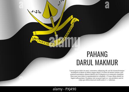 Waving Flag de Pahang Darul Makmur est une région de la Malaisie sur fond transparent. Modèle pour l'affiche ou bannière. vector illustration Illustration de Vecteur