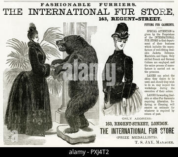 Publicité pour le magasin international de fourrures 1886 Banque D'Images