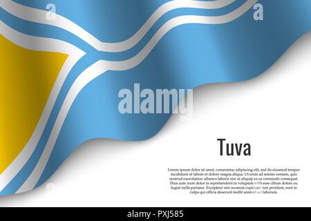 Waving Flag de Touva est une région de la Russie sur fond transparent. Modèle pour l'affiche ou bannière. vector illustration Illustration de Vecteur