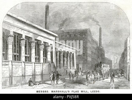 L'extérieur de l'usine de lin de Marshall, de Leeds. Date : 1855 Banque D'Images