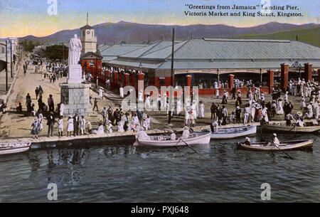 « Salutations de la Jamaïque » Landing Pier, Kingston Banque D'Images