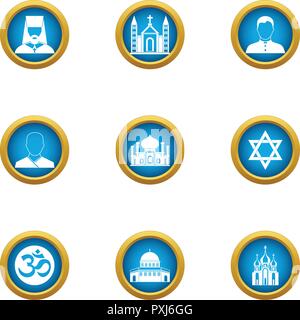 Churchman icons set, style plat Illustration de Vecteur