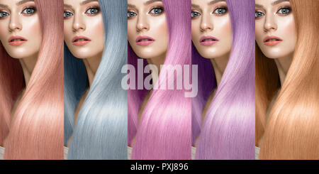Collecte de cheveux Couleurs Ensemble de cinq couleurs. Teintes Banque D'Images