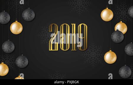 Nouvel an 2019 l'arrière-plan. Design Premium fête modèle pour maison de vacances Carte de souhaits Illustration de Vecteur