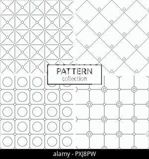 Ensemble de quatre modèles sans couture. Abstract vector mode géométrique. Textures moderne et élégant de carrés et de cercles, des losanges, des carrés. Illustration de Vecteur