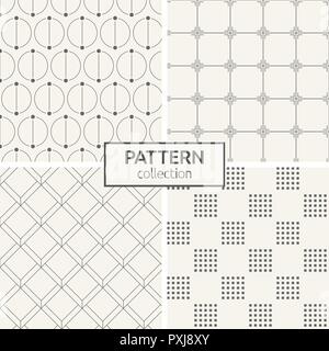 Ensemble de quatre modèles sans couture. Abstract vector mode différents. Textures moderne et élégant de cercles séparés par des points, répétant régulièrement moyenne géométrique Illustration de Vecteur