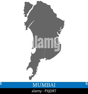 Carte de haute qualité de Mumbai est une ville de l'Inde, et les frontières des districts Illustration de Vecteur