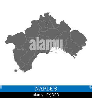 Carte de haute qualité de Naples est une ville d'Italie, et les frontières des districts Illustration de Vecteur