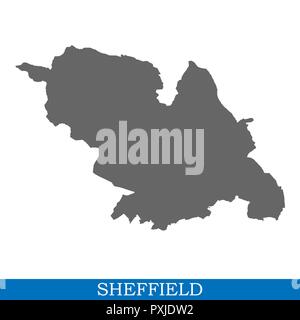 Carte de haute qualité de Sheffield est une ville du Royaume-Uni, dont les frontières des districts Illustration de Vecteur