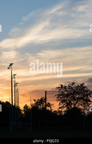 Belfast, N.Ireland, 22 octobre, 2018. Météo France : périodes ensoleillées et breezy après un début froid ce matin, mais plus doux ce soir. Les gens se détendre au coucher du soleil à Malone terrains adjacents à Barnet Demesne à Belfast. Crédit : Ian Proctor/Alamy Live News Banque D'Images