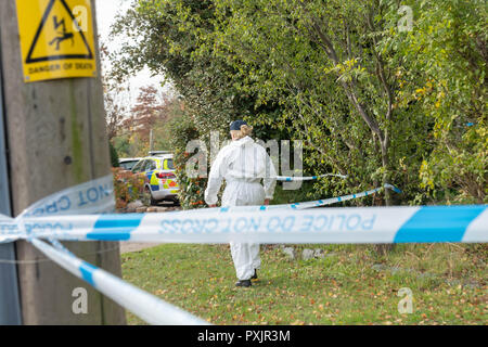 Brentwood Essex Essex 23 octobre 2018 les policiers enquêtent sur ce que l'appeler 'un tir ciblé' dans Warley, Brentwood, Essex Credit Ian Davidson/Alamy Live News Banque D'Images