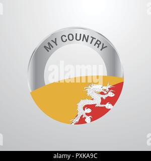 Mon Pays Bhoutan Badge Drapeau Illustration de Vecteur