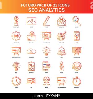 Futuro Orange 25 SEO Analytics Icon Set Illustration de Vecteur