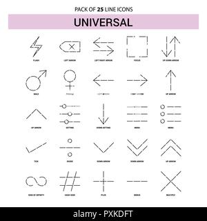 L'icône de la ligne universelle Set - 25 Style contour en pointillé Illustration de Vecteur