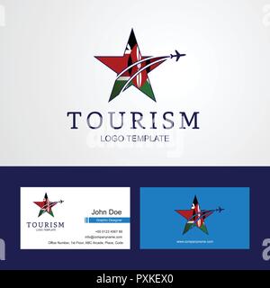 Drapeau Kenya Voyage Star Creative Design Logo et carte de visite Illustration de Vecteur