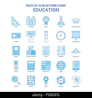 Ton bleu éducation Icon Pack - 25 sets d'icônes Illustration de Vecteur