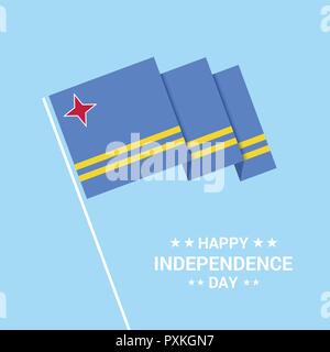 Aruba Independence Day design typographique avec drapeau vector Illustration de Vecteur