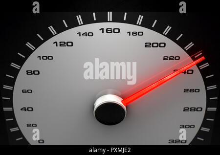 Une sportive avec l'indicateur de l'orange éclatant d'un aiguille dirigée vers une vitesse élevée sur un fond noir - 3D render Banque D'Images