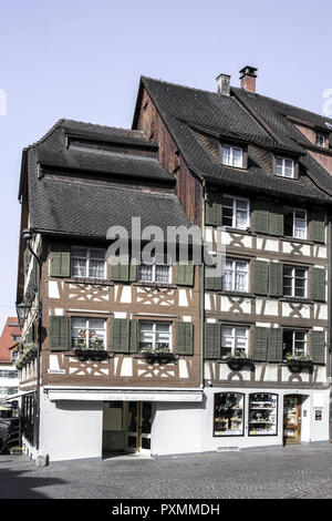 Deutschland, Bodensee, Europa, Oberschwaebische Sehenswuerdigkeit Barockstrasse, Stadt,, Tourismus, Meersburg, Steigstrasse, Fachwerkhaeuser, Deutsche Banque D'Images