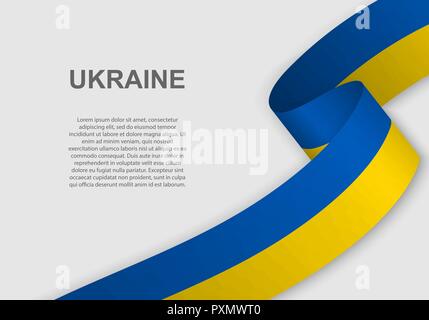 Waving Flag de l'Ukraine. Modèle pour le jour de l'indépendance. vector illustration Illustration de Vecteur