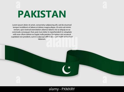 Waving Flag du Pakistan, vector illustration avec copyspace Illustration de Vecteur