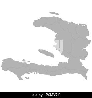 Carte de haute qualité d'Haïti avec des frontières des régions sur fond blanc Illustration de Vecteur