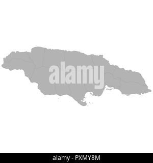 Carte de la Jamaïque de haute qualité avec des frontières des régions sur fond blanc Illustration de Vecteur