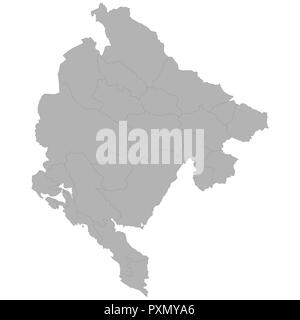 Carte de haute qualité avec des frontières du Monténégro des régions sur fond blanc Illustration de Vecteur