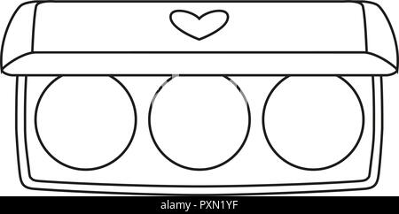 Art ligne palette ombres à paupières noir et blanc Illustration de Vecteur