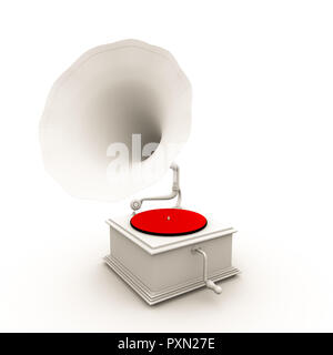 Gramophone isolé sur fond blanc 3d illustration Banque D'Images