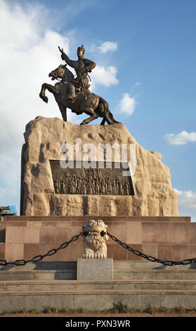 Monument à Damdin Sukhbaatar sur Grand Chinggis Khaan square à Oulan-Bator. La Mongolie Banque D'Images