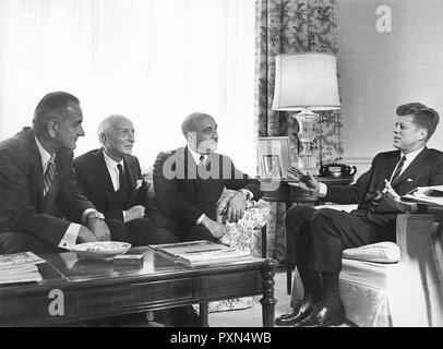 John Fitzgerald Kennedy, Lyndon B Johnson, Amintore Fanfani, Antonio SEGNI Banque D'Images