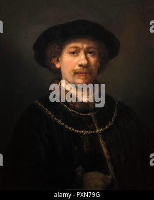 Rembrandt. Autoportrait de Rembrandt van Rijn (1606-1669), huile sur panneau, 1642-3 Banque D'Images
