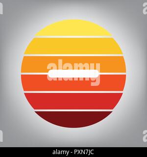 Symbole négatif illustration. Signe moins. Vecteur. L'icône en tranches horizontalement avec des couleurs de sunny gradient dans un fond gris. Illustration de Vecteur