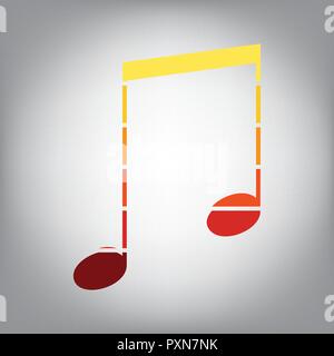 Signe musique illustration. Vecteur. L'icône en tranches horizontalement avec des couleurs de sunny gradient dans un fond gris. Illustration de Vecteur