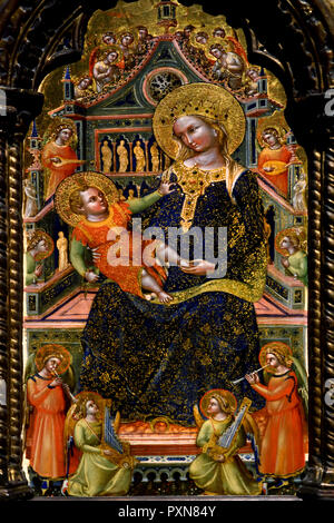 La Madone et l'enfant avec les saints, 1370 - 1372, par Lorenzo Veneziano ,14e siècle, l'Italie, l'italien (Panneau central) Banque D'Images