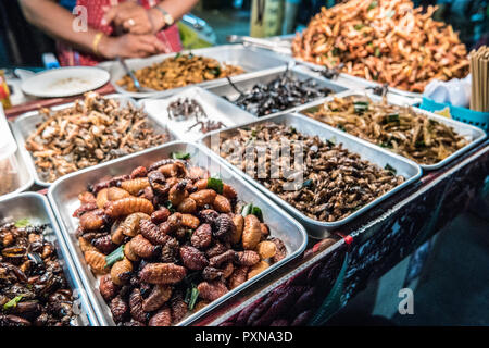 Les insectes frits dans les rues de Bangkok, Thaïlande Banque D'Images