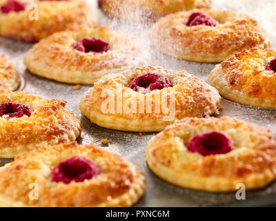 Tartelettes à la framboise et noix de coco Banque D'Images