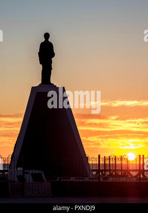 Monument aux colons gallois au lever du soleil, Puerto Madryn, le Welsh, Règlement de la Province de Chubut, en Patagonie, Argentine Banque D'Images