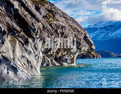 Carrières de marbre, Santuario de la Naturaleza capillas de Marmol, Lac General Carrera, Puerto Rio Tranquilo, région d'Aysen, en Patagonie, au Chili Banque D'Images