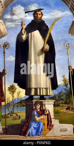 Saint Pierre Martyr avec les saints Nicolas et Benoît 1505-1506 par Cima da Conegliano (Giovanni Battista Cima) 1459-1517 de l'Italie, l'italien. Banque D'Images