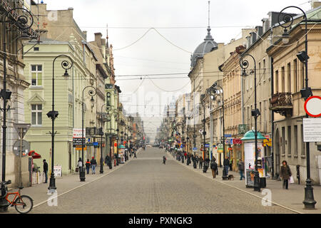 La rue Piotrkowska à Lodz. Pologne Banque D'Images