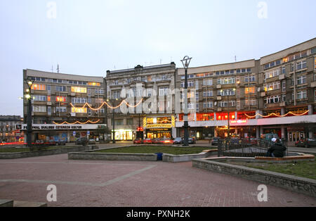 La place de la liberté (Plac Wolnosci) à Lodz. Pologne Banque D'Images