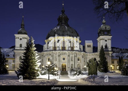 Benediktinerabtei Kloster Ettal im Winter, Oberbayern, Deutschland Banque D'Images