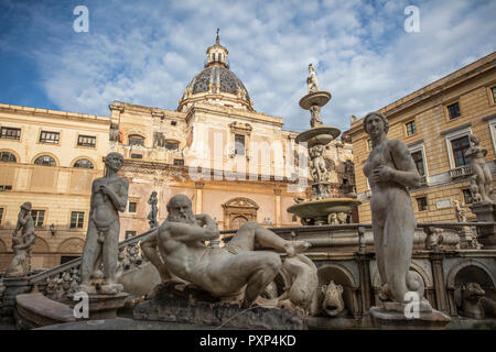 Fontana Pretoria Fontaine à Palerme en Sicile Banque D'Images