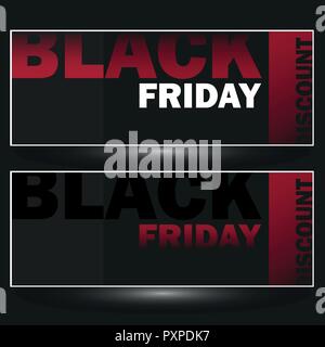 Vector set of modern des bons de réduction pour vente vendredi noir en noir et rouge Illustration de Vecteur